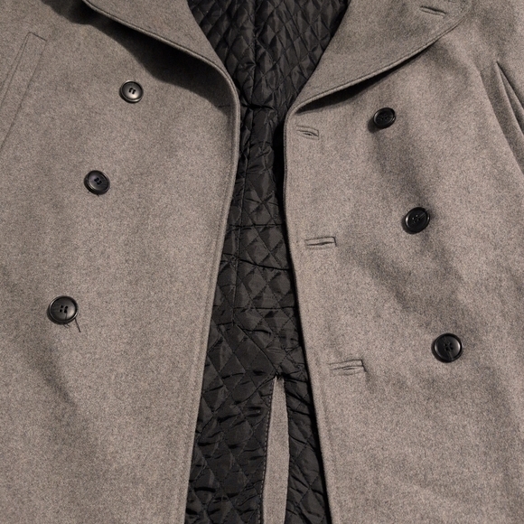 H&M Charcoal Heavy Double Breasted Peacoat Size 46 - Picture 6 of 8